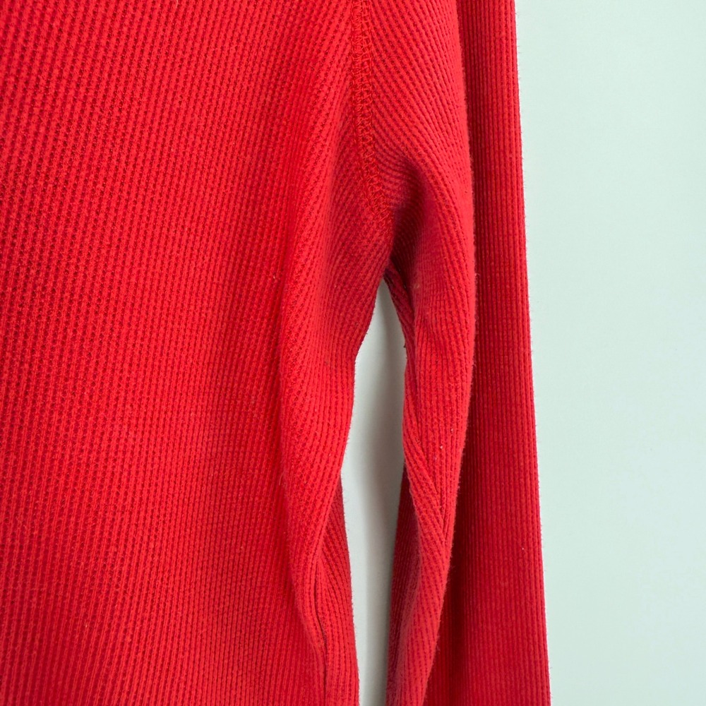 Active Basic 1XL Long Sleeve V Neck Waffle Knit‎ Top Red Basic Runs Small - Picture 8 of 10